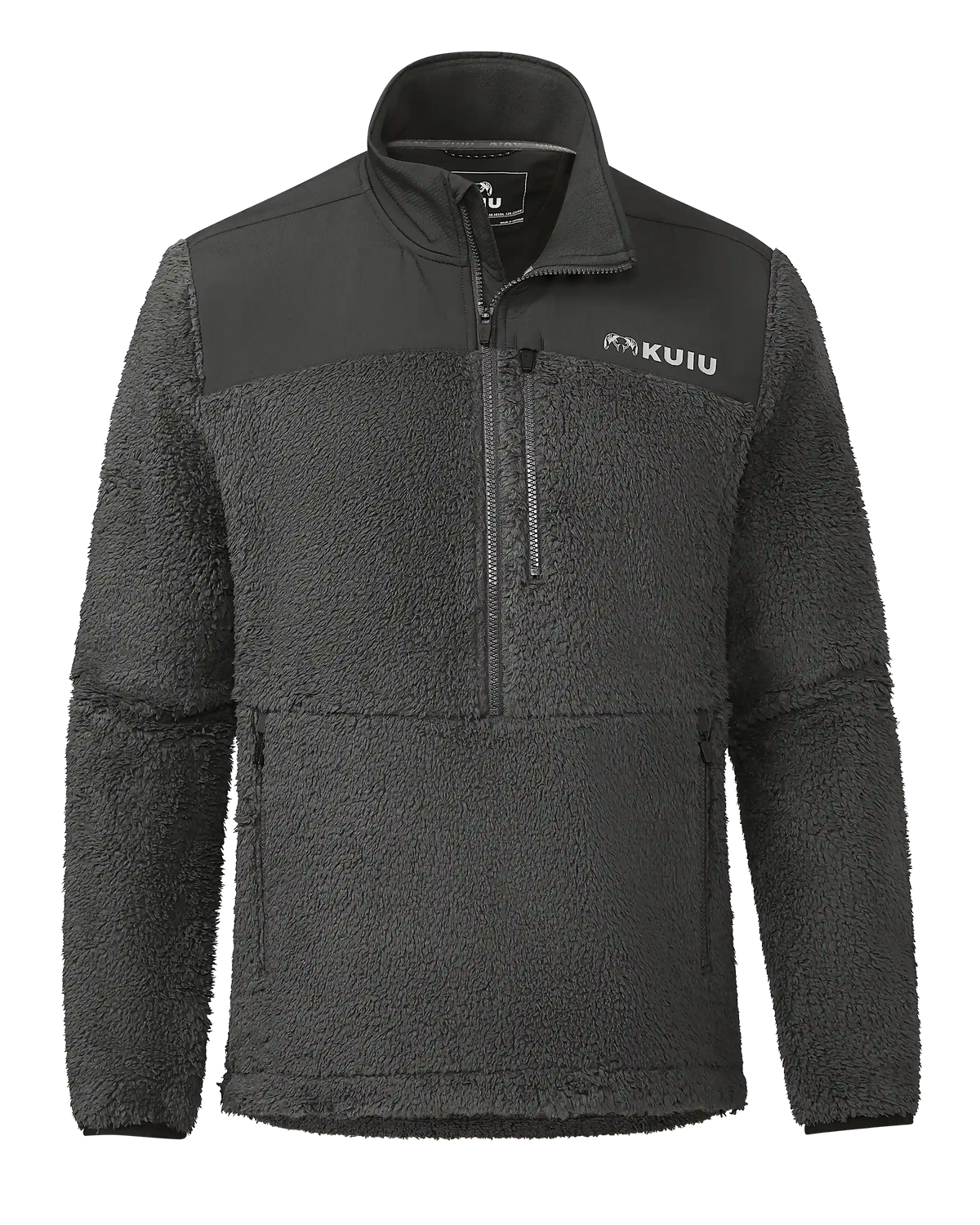 Sherpa Fleece Zip Pullover | Asphalt